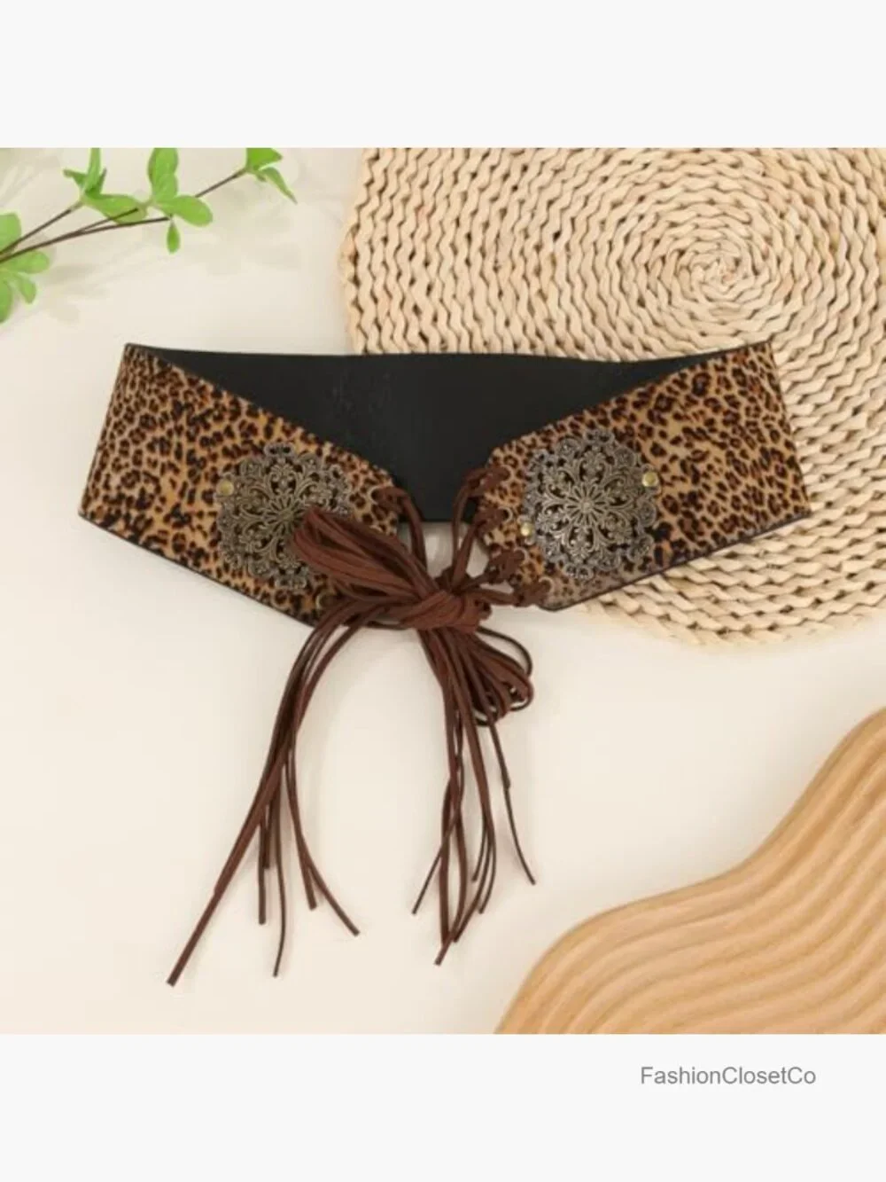 Women's Vintage Disc Renaissance Corset Belt Western Wide Waist Belt with Tassel